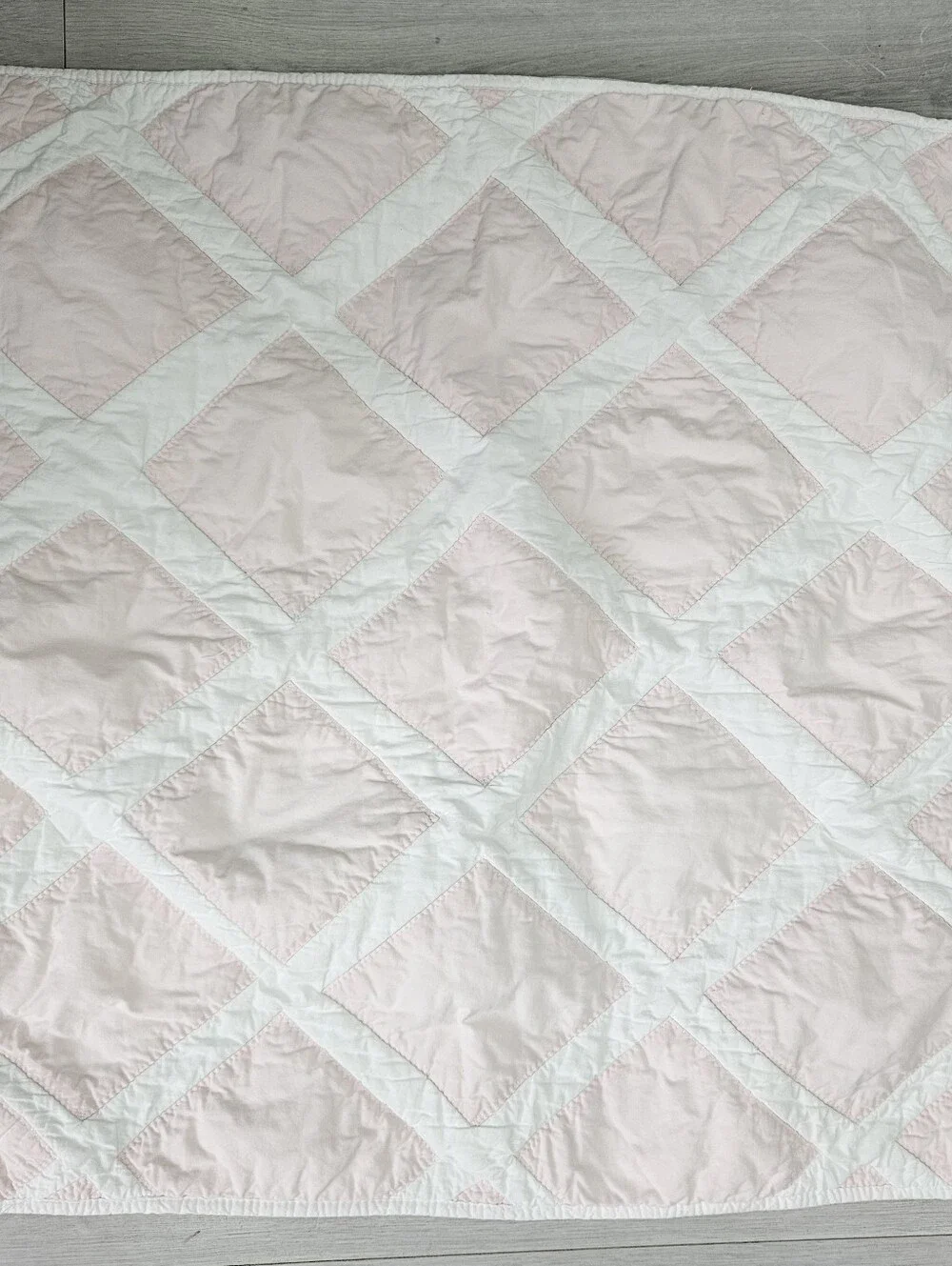 Serena & Lily Pink White Diamond Quilted Cotton Euro Pillow Shams 26x26 Kids